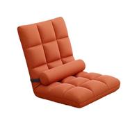 YindiMister Silla de Suelo Multiposición Plegable Respaldo Regulable Sofá Colchón Relleno Esponja Y Flannel Almohada Lumbar Adecuada para Espacio Pequeño Ventana, Naranja, Individual