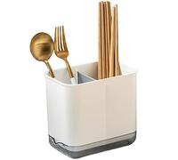 YINENGD Escurridor Cubiertos, 2 Compartimentos Portacubiertos de Cocina, Cesto para el fregadero pour Cubiertos de Plástico, para Cocina Mesa, portaposate per cucina e bagno stoccaggio plastica PP