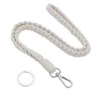 YINETTECH 1 cordón largo trenzado con gancho para llavero, mosquetón para tarjetas de identificación, llaves, teléfono móvil, cámara, longitud 45 cm, ancho 1,4 cm, color blanco