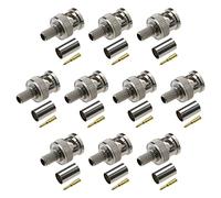 YINETTECH 10 Juegos de Conectores BNC de crimpado con Pin Central de latón para Adaptador de Cable coaxial RG59 RG62, Conector coaxial Macho de 50 ohmios