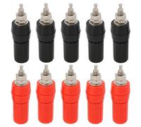 YINETTECH 10 Piezas de Conector de Terminal Tipo Banana de 4 Mm Perilla de Panel Terminal de Altavoz para Panel de Instalación de 10 mm Altavoz de Audio Negro Y Rojo