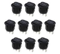 YINETTECH 10 Piezas Interruptor de Palanca SPDT AC 10A/125V 6A/250V 3 Pines 3 Posiciones ON/OFF/ON Interruptor Basculante Redondo A Presión para Coche Barco Motocicleta Dispensador de Agua