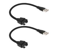 YINETTECH 2 adaptadores USB A macho a placa base de 9 pines RGB de datos a puerto U externo, cable corto de cobre estañado con funda trenzada PC