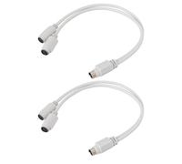 YINETTECH 2 cables distribuidores de teclado de 6 pines DIN macho a hembra, 1 a 2, cable divisor compatible con Sony PS2, teclado y mouse, 30 cm, color blanco