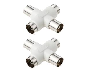 YINETTECH 2 Piezas Distribuidor Antena Receptor TV Cuatro Vías 9,5 Mm Macho A 9,5 Mm Hembra 35 X 39,9 Mm Cable Coaxial Distribuidor Divisor Negro