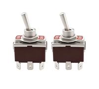 YINETTECH 2 Piezas Interruptor de Palanca de 6 Pines 250 V CA 15 A - 125 V CA 20 A Doble Polo Doble Tiro 2 Posiciones Enclavamiento Contacto Plateado Mantenido para Montaje de 12 Mm