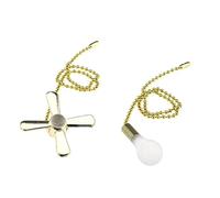 YINETTECH 2 unids Metal cuentas Pull Chain Ball 30CM cadena extensión con mini ventilador bombilla colgante para ventiladores de techo luces oro