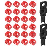 YINETTECH 24pcs Bloqueo Puerto RJ45 Bloqueador de Polvo Puerto RJ45 Tapa Protectora Antipolvo para Concentrador LAN Ethernet Tapa Protectora Tapón con 2 Llaves Extracción Color Rojo