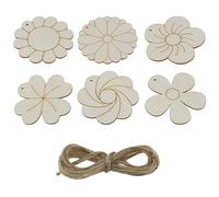 YINETTECH 30 piezas de virutas de madera en blanco con forma de flor para colgar, decoraciones florales de madera, accesorios para manualidades, decoración del hogar, juego A