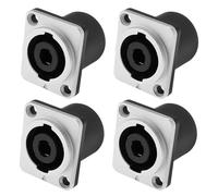 YINETTECH 4 Piezas Conector Panel Speakon Conector Hembra Metal Cuadrado 4 Polos Adaptador Compatible con Neutrik Speakon NL4MP NL4MPR NL4FC