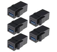 YINETTECH 5 Piezas USB 3.0 Adaptador Keystone Hembra A Hembra USB 3.0 A Adaptador de Acoplador de Inserción de Conector Keystone para Placa de Pared Panel de Conexión Negro