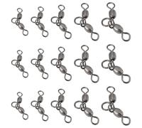 YINETTECH 50 Piezas de Eslabones Giratorios de Latón de Tres Vías para Pesca 2#*3#-6#*7# Eslabones Giratorios en Forma de T para Pesca de Bagre Pesca de Surf Pesca A La Deriva Color Negro Carbón