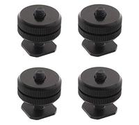 YINETTECH Juego de 4 adaptadores de montaje de zapata de 1/4 con tuercas dobles para trípode réflex digital, tornillo de aparejo de cámara a herramientas de soporte de flash