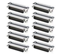 YINETTECH Pack de 10 Conectores db25 25 Pines Macho d-Sub PCB a 90 Grados en Ángulo Recto para Soldar 100 v 3 a para Placas de Circuito