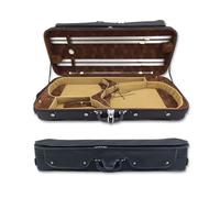 yinfente Estuche rectangular de madera doble para violín de tamaño completo, para viola de 15 a 16.5 pulgadas, con correa trasera ajustable, cuatro soportes para arcos, acolchado Thinck