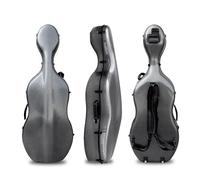 Yinfente Funda de fibra de carbono para violonchelo 4/4, tamaño completo, asa integrada, rueda, correa trasera portátil, carcasa dura, ligera, impermeable, (rayas negras)