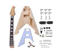 Yinfente Kit de guitarra de bricolaje con cuerpo de caoba, cuello de caoba con diapasón de palisandro, kit de guitarra eléctrica de 6 cuerdas con todos los componentes para construir tu propia