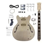 Yinfente Kit de guitarra de bricolaje con cuerpo de caoba, cuello de caoba con diapasón de palisandro, kit de guitarra eléctrica de 6 cuerdas con todos los componentes para construir tu propia