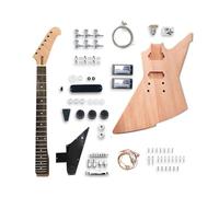 Yinfente Kit de guitarra de bricolaje con cuerpo de caoba, cuello de caoba con diapasón de palisandro, kit de guitarra eléctrica de 6 cuerdas con todos los componentes para construir tu propia