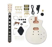 Yinfente Kit de guitarra de caoba con cuerpo de chapa de arce llama, cuello de caoba con diapasón de palisandro, kit de guitarra eléctrica de 6 cuerdas con todos los componentes para construir tu