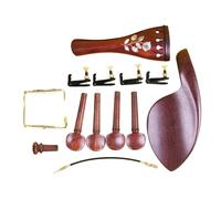 Yinfente Kit de piezas de violín 4/4, accesorios de violín de tamaño completo, clavija de secoya natural, afinador fino, soporte de barbilla (4/4-secoya)