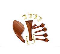 Yinfente Kit de violín 4/4 Accesorios para violín de tamaño completo Peg Tailpiece Fine Tuner Chin Rest Clamp End pin Rosewood