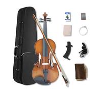 Yinfente Kit de violín de 4 cuerdas, 4/4 3/4 1/2, caja de accesorios de ébano de madera maciza de abeto de arce, arco, afinador, paño limpio, cuerda extra, reposamuñecas hecho a mano para niños,