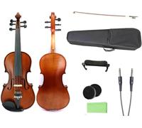 Yinfente Violín eléctrico de 5 cuerdas, tamaño completo, parte trasera de arce, parte superior de abeto, accesorios de ébano, preamplificador de ecualizador con funda dura, arco de madera de Brasil
