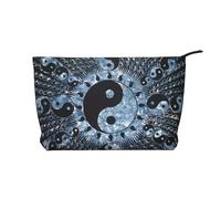 Ying Yang Diagram - Bolsa de maquillaje de pana versátil con cremallera para uso diario y organizador de capacidad de viaje, Black, Talla única