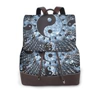 Ying Yang Diagram - Mochila de cuero para mujer, bolsa para libros de escuela secundaria y universidad, mochila ligera e informal para cada temporada