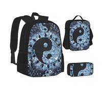 Ying Yang Diagrama Mochila escolar Set de bolsas de almuerzo Estuche para lápices Mochilas escolares para adolescentes niñas niños, color, 5.0cm*10.5cm*20.5cm, Estuche para lápices