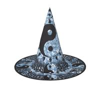 Ying Yang Diagrama Sombrero de bruja de Halloween para adultos, accesorio de disfraz festivo para fiestas, bailes de máscaras, cosplay y carnaval