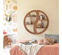 Ying Yang - Estantería infantil de pared de teca maciza H 100 x B 100 x T 20 cm