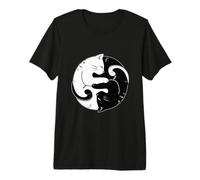 Ying Yang Gatos Amantes Equilibrio Budismo meditación Camiseta Premium