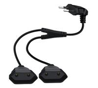YINGAYOU Cable Alargador Europeo 2 en 1 2.5A 250V 625W 90 Grados Cable Extension Enchufe 2 en 1 per Elettrodomestici TV PC Etc (Negro 90 Grados, 0.4 m)