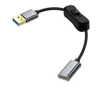 YINGAYOU Cable Alargador USB 3.0 con Interruptor 5Gbps USB 3.0 Extension Cable con Interruptor Conector Chapado en Oro con Función OTG Apto para Ordenadores Portátiles, PC y Automóviles (Negro 0.3 m)