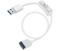 YINGAYOU Cable Alargador USB 3.0 con Interruptor Apoyo Transmisión de Datos 5Gbps y Suministro de Energía, Adecuado para PC Portátil, Ventilador, Lámpara (Blanco, 1 m)