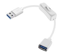 YINGAYOU Cable Alargador USB 3.0 con Interruptor Apoyo Transmisión de Datos 5Gbps y Suministro de Energía, Adecuado para PC Portátil, Ventilador, Lámpara (Blanco, 0.6 m)