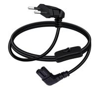 YINGAYOU Cable de Alimentación Europeo C7 con Interruptor 250V 2.5A Cable de Alimentación Eléctrico Tipo C Euroconector a C7 Hembra para Computadoras Portátiles, TV, Monitor, Printe (90 Grados, 1 m)