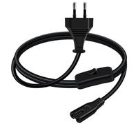 YINGAYOU Cable de Alimentación Europeo C7 con Interruptor 250V 2.5A Cable de Alimentación Eléctrico Tipo C Euroconector a C7 Hembra para Computadoras Portátiles, TV, Monitor, Printe (Recto, 1 m)