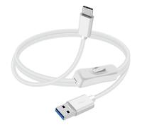 YINGAYOU Cable USB C con Interruptor Cable Tipo C con Interruptor Admite Transferencias de Datos de Hasta 5 Gbps y Función de Recarga, para PC Teléfono Tiras LED (Blanco, 1 m)
