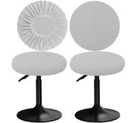 YINGAYOU Funda para Taburete Redondo 30-40cm Funda Banqueta Redonda con Jacquard, Elásticos, Suaves y Cómodos, El diseño es Sencillo y práctico (2, Gris Claro)