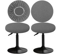 YINGAYOU Funda para Taburete Redondo 30-40cm Funda Banqueta Redonda con Jacquard, Elásticos, Suaves y Cómodos, El diseño es Sencillo y práctico (2, Gris)