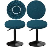 YINGAYOU Funda para Taburete Redondo 30-40cm Funda Banqueta Redonda con Jacquard, Elásticos, Suaves y Cómodos, El diseño es Sencillo y práctico (2, Azul Pavo Real)