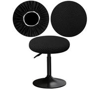 YINGAYOU Funda para Taburete Redondo 30-40cm Funda Banqueta Redonda con Jacquard, Elásticos, Suaves y Cómodos, El diseño es Sencillo y práctico (1, Negro)