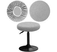 YINGAYOU Funda para Taburete Redondo 30-40cm Funda Banqueta Redonda con Jacquard en Forma de S, Elásticos, Suaves y Cómodos, Son de Colores Vivos Que no se Desvanecen (1, Gris Claro)