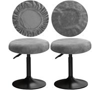 YINGAYOU Funda Taburete Redondo 30-40 cm Tejido De Terciopelo De Lujo Elástico y Fácil De Instalar, Resistente a Las Arrugas Lavable y a Prueba de Polvo, para Taburetes Tedondos y Vuadrados (2, Gris)