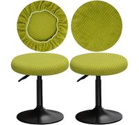 YINGAYOU Funda Taburete Redondo 30-40cm Funda Banqueta Redonda con Cuadrados de Felpa, Elásticos, Suaves y Cómodos, Son de Colores Vivos Que no se Desvanecen (2, Verde)