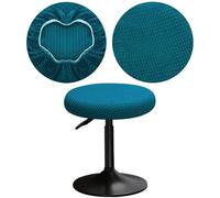 YINGAYOU Funda Taburete Redondo 30-40cm Funda Banqueta Redonda con Cuadrados de Felpa, Elásticos, Suaves y Cómodos, Son de Colores Vivos Que no se Desvanecen (1, Azul Pavo Real)