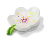 YINGAYOU Jabonera Cerámica con Desagüe Diseño 30° de Inclinación Antideslizante Jabonera Baño Cerámica con Flores para Jabones en Pastilla de Todos los Tamaños Habituales (Blanco)